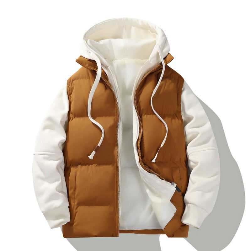 Men's two-layer hooded quilted jacket with detachable padding and soft sleeve panels Mune Fashion