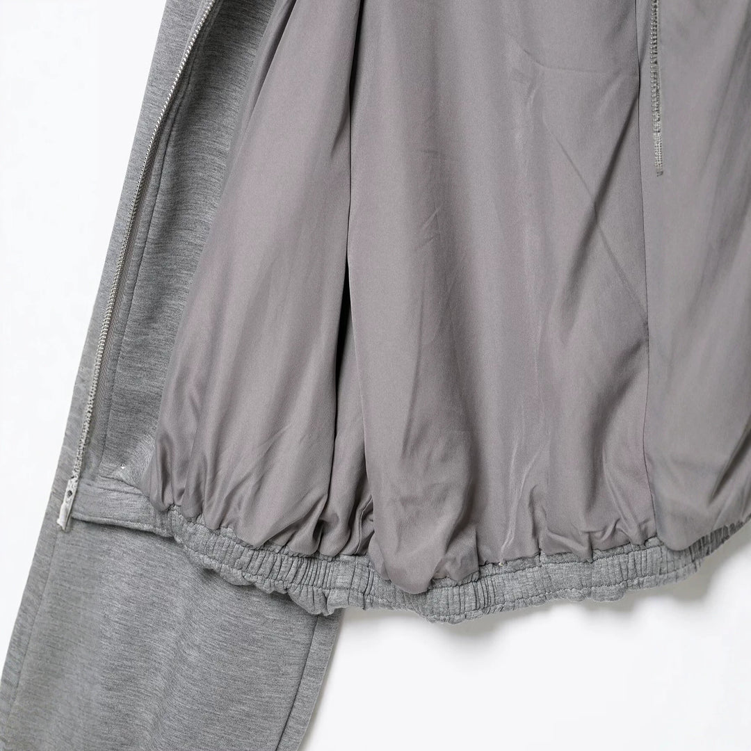 Women's Cropped Hooded Jacket with Zipper, Balloon Sleeves and Elastic Hem Mune Fashion