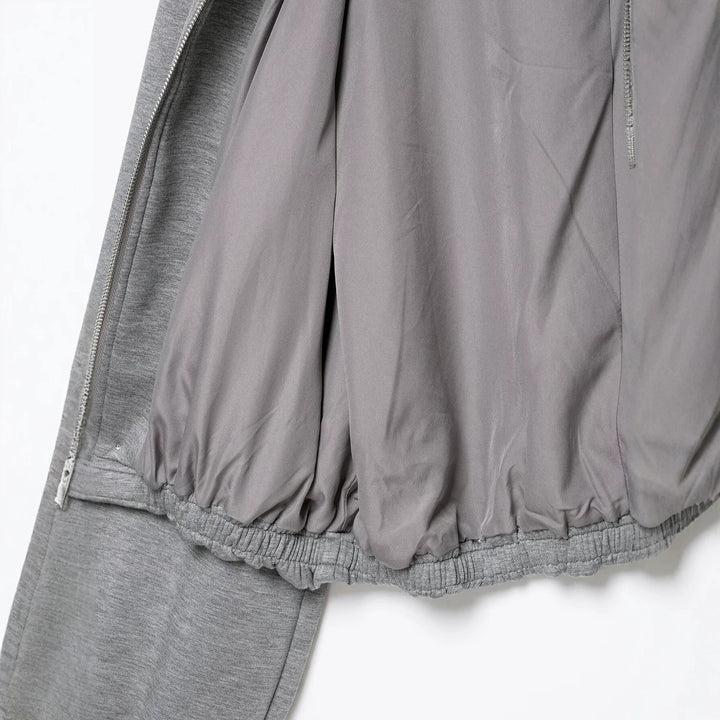 Women's Cropped Hooded Jacket with Zipper, Balloon Sleeves and Elastic Hem Mune Fashion