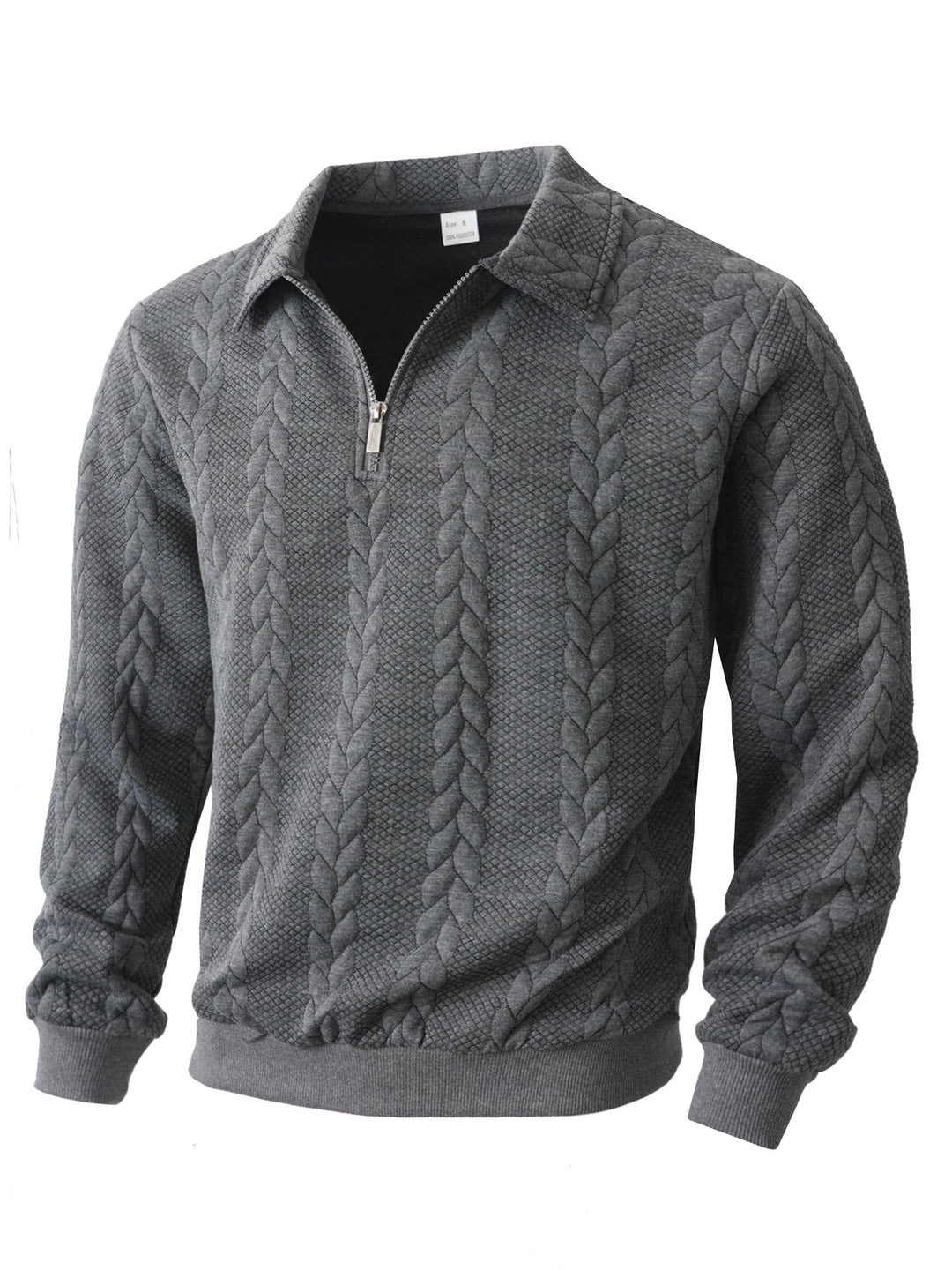 Men's half-zip pullover with kent collar, cable knit structure and ribbed hem Mune Fashion