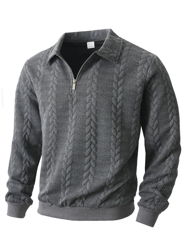 Men's half-zip pullover with kent collar, cable knit structure and ribbed hem Mune Fashion