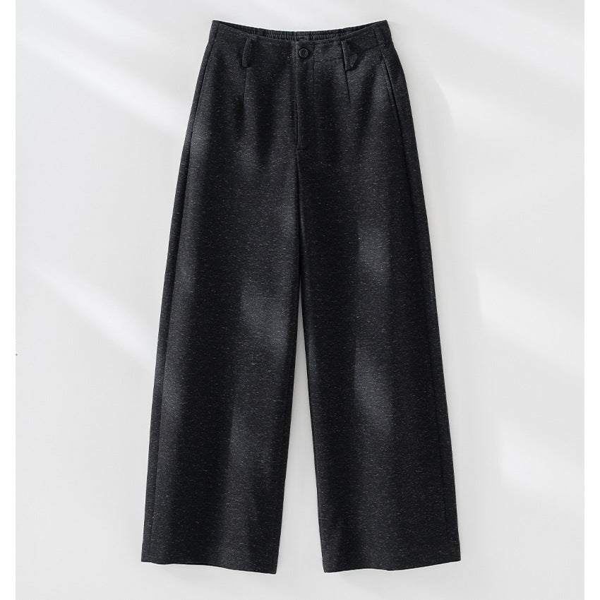 Women Wide-Cut High-Waist Trousers with Pleats and Flowing Wool Blend Quality Mune Fashion