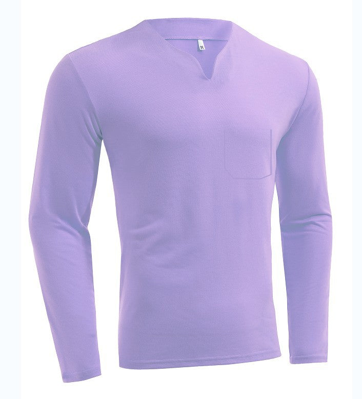 Men's long sleeve shirt with V-neck Slim Fit cotton blend and elastic comfort waistband Mune Fashion