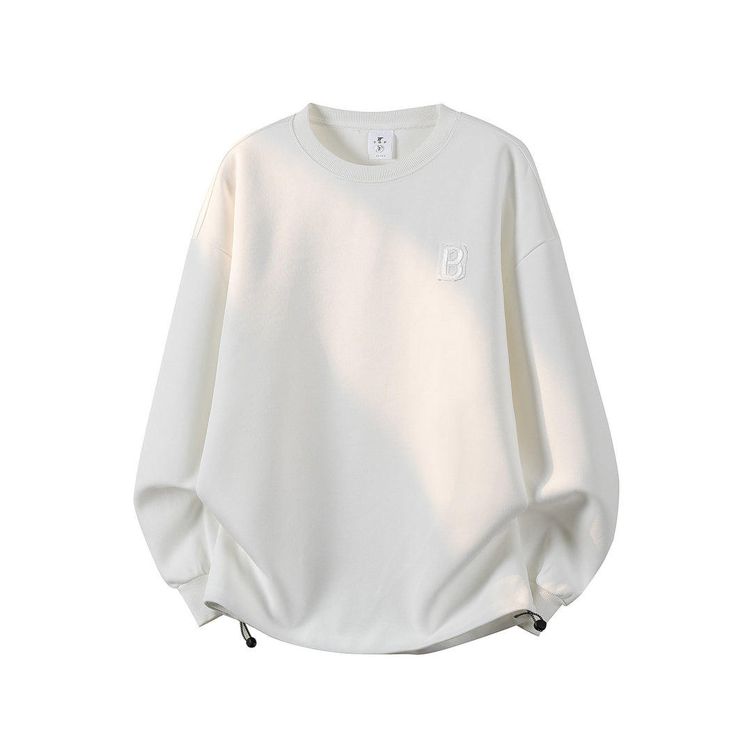Women's Oversized Sweatshirt with Embroidered Logo, Rounded Hem & Dropped Shoulder Mune Fashion