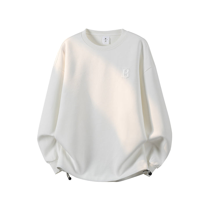 Women's Oversized Sweatshirt with Embroidered Logo, Rounded Hem & Dropped Shoulder Mune Fashion