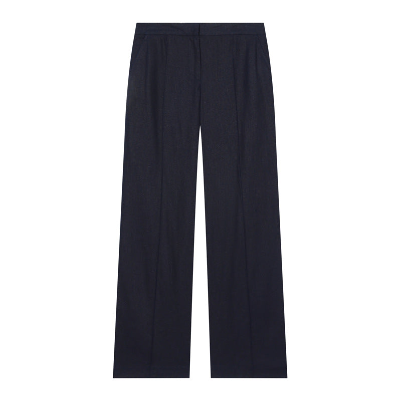 Women's Lightweight Linen Trousers with Wide Leg and Pleat Mune Fashion