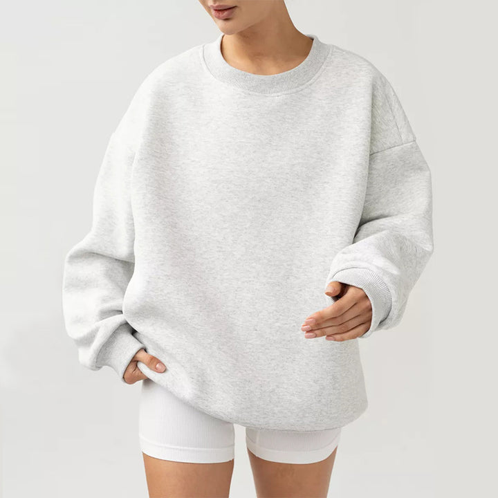 Women's oversized sweatshirt with round neckline, French terry inner lining, and dropped shoulder Mune Fashion
