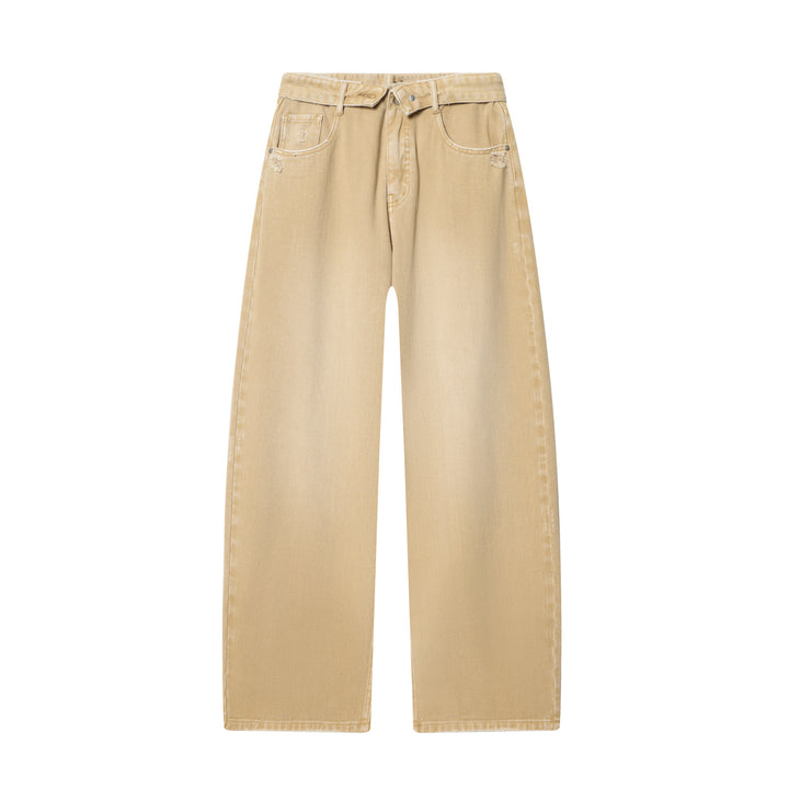 Women high-waisted wide jeans with straight leg, destroyed details and classic five-pocket fit Mune Fashion