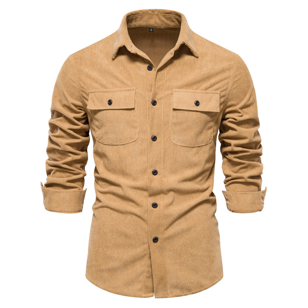Men's fine cord overshirt with chest pockets, continuous button placket, and close-fitting silhouette Mune Fashion