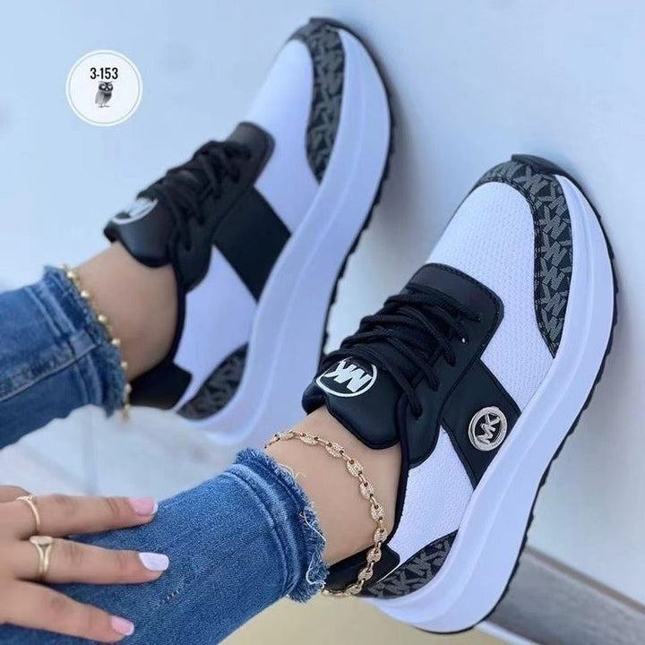Women’s Platform Sneaker with Breathable Mesh and Distinctive Logo Emblem Mune Fashion