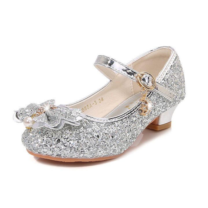 Girls Glittering Ballet Flats with Bow Applique Mune Fashion