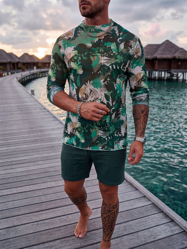 Men's Long Sleeve Shirt with Floral Pattern Mune Fashion