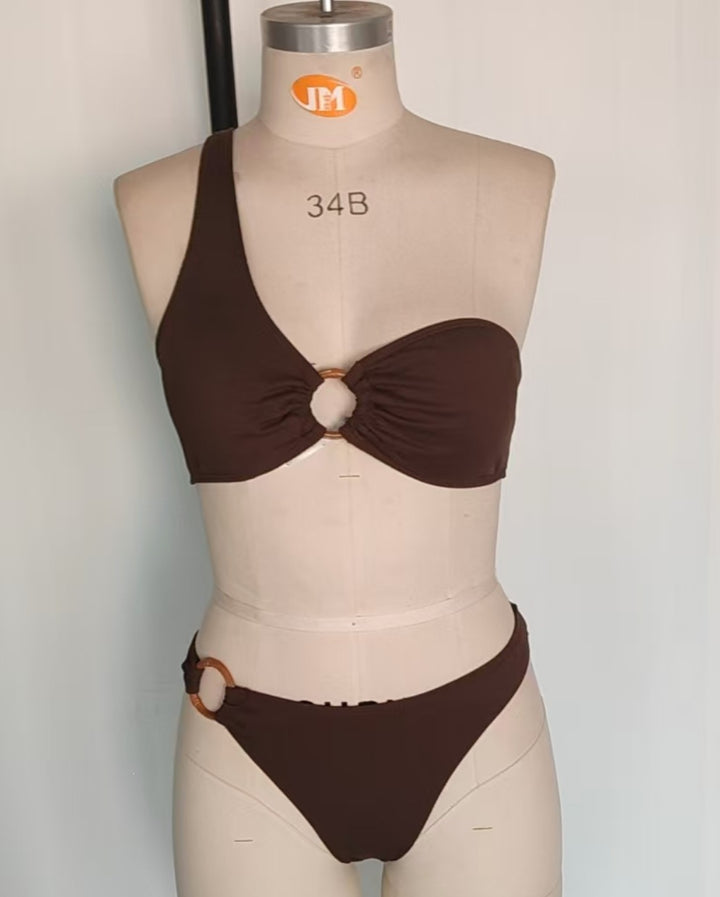 Women's Stylish Triangle Bikini with Golden Details Mune Fashion