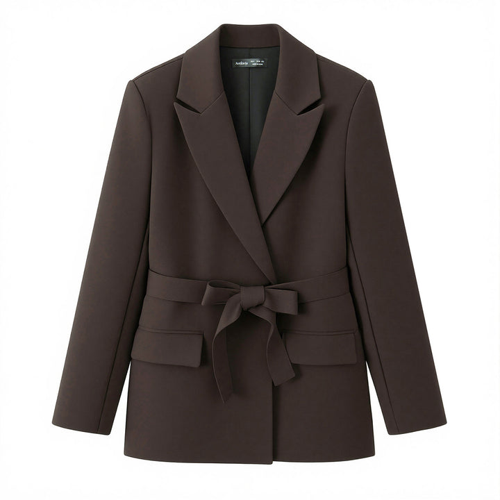 Women's Two-Piece Blazer Set with Ties, Tailored Jacket and High-Waisted Wide Pants Mune Fashion