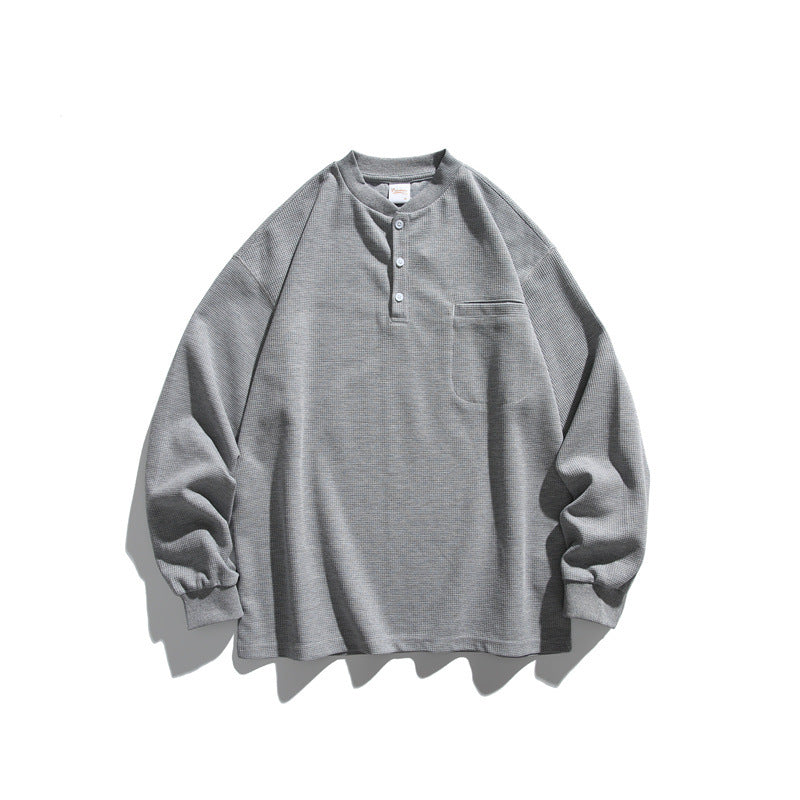 Unisex Oversize Waffle Henley with Raglan Sleeves and Chest Pocket Mune Fashion