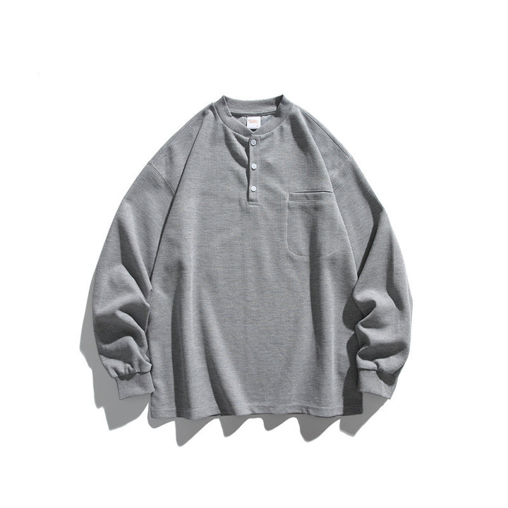 Unisex Oversize Waffle Henley with Raglan Sleeves and Chest Pocket Mune Fashion
