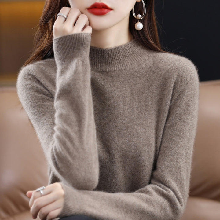 Women's Slim Fine Knit Mock Neck Sweater with Extra Fine Fleece Finish and Extended Cuffs Mune Fashion