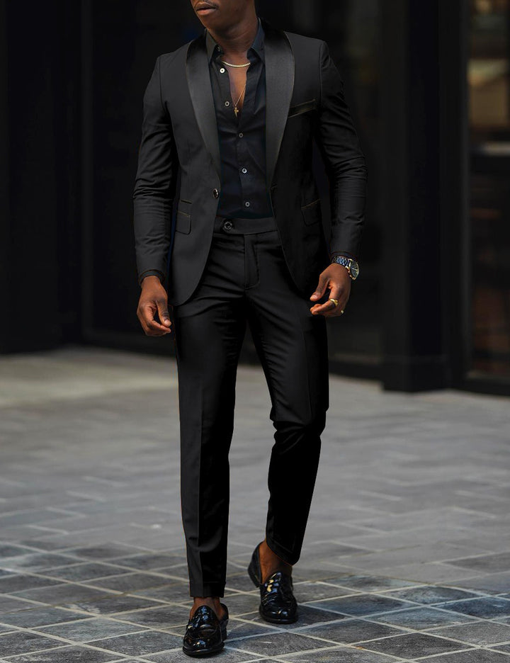 Men's narrow cut tuxedo with satin lapels and slim-fit trousers Mune Fashion