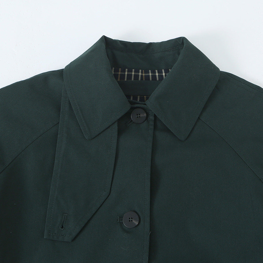 Women's Water-Repellent Trench-Inspired Coat with Shirt Collar and Patch Pockets Mune Fashion