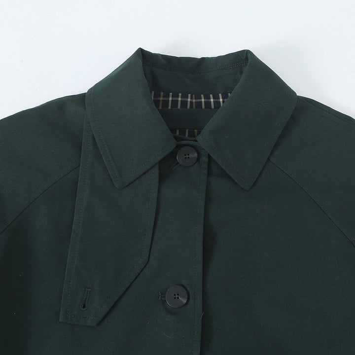 Women's Water-Repellent Trench-Inspired Coat with Shirt Collar and Patch Pockets Mune Fashion