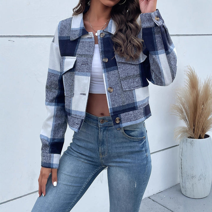 Ladies Checkered Casual Jacket Mune Fashion