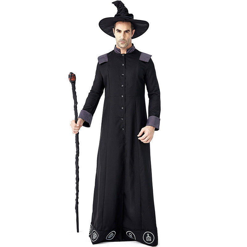 Men's magician costume with detailed symbols and elegant cape Mune Fashion