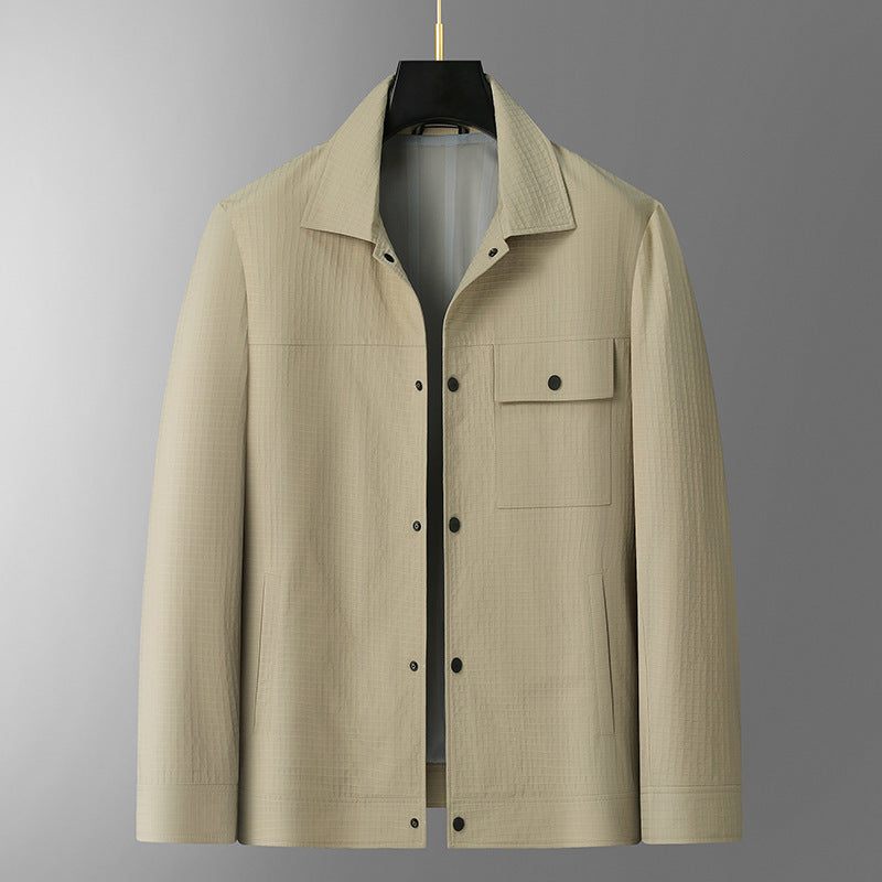 Men's lightweight shirt jacket made of structured ripstop look with snap button placket Mune Fashion