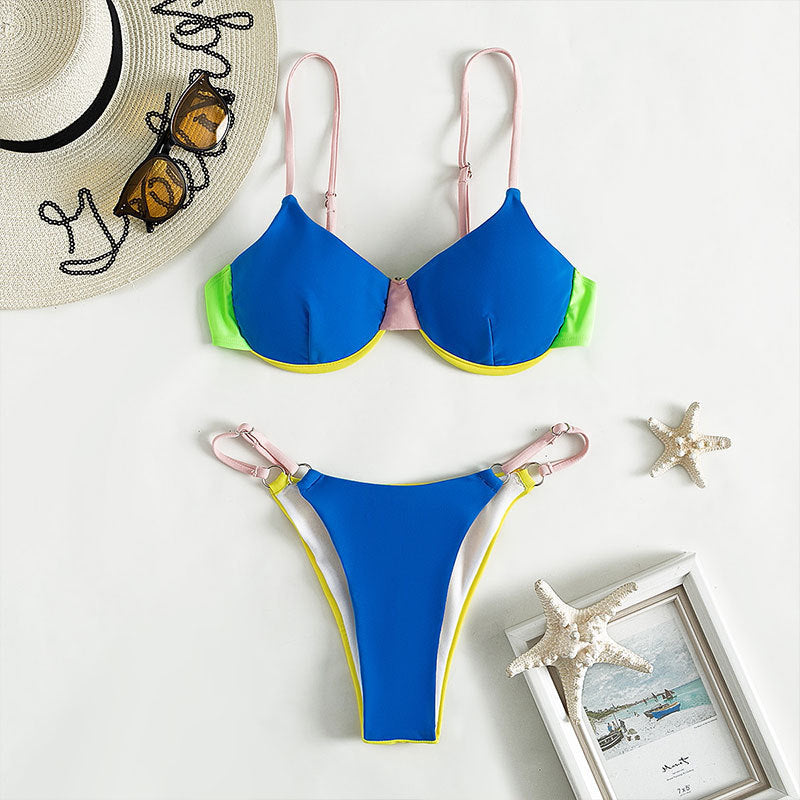 Women's Triangle Bikini with Adjustable Straps and Innovative Color Design Mune Fashion