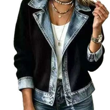 Women's Fashionable Denim Mix Blazer Mune Fashion