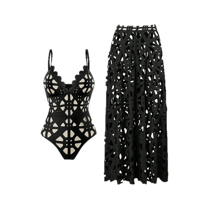 Women’s one-piece swimsuit with stylish neckline and matching maxi skirt Mune Fashion