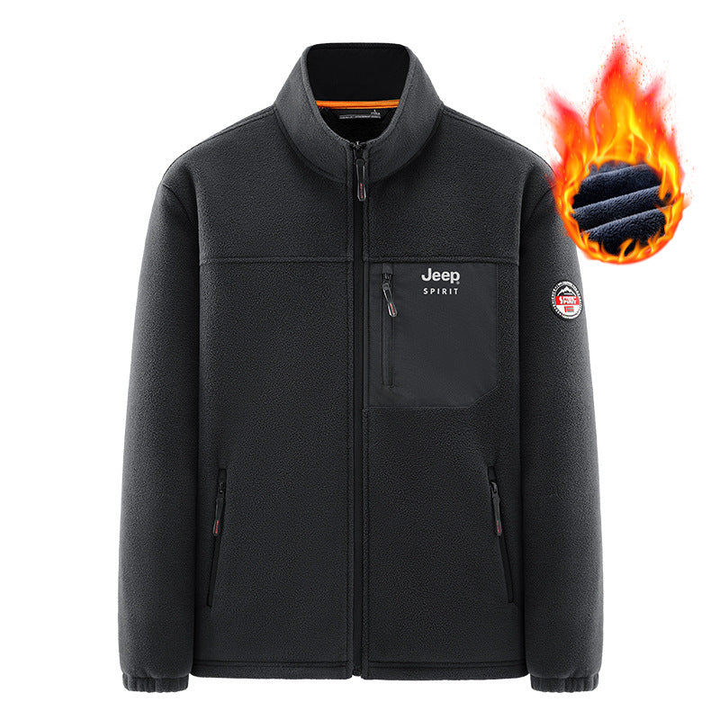 Men's Warming Fleece Jacket with High Collar Mune Fashion