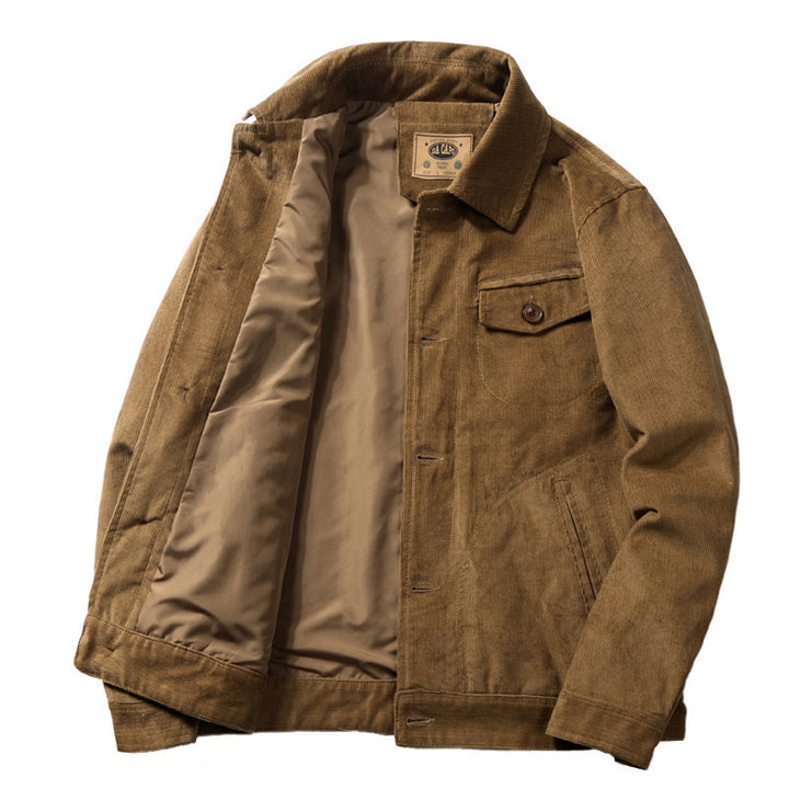 Men's Cord Truck Jacket with lightweight lining, shirt collar and patch chest flap Mune Fashion