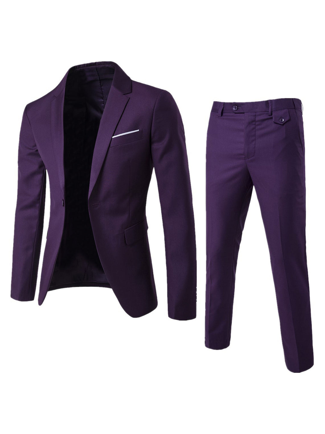 Men's Two-Piece Slim-Fit Suit Set with Tailored Blazer and Slim Suit Pants Mune Fashion