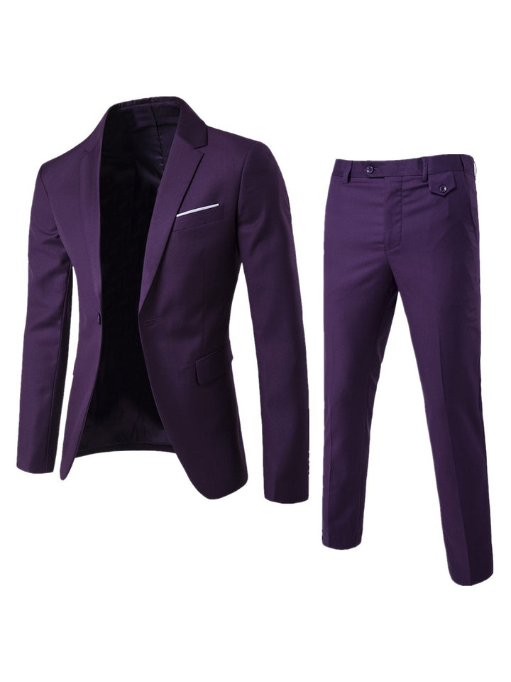 Men's Two-Piece Slim-Fit Suit Set with Tailored Blazer and Slim Suit Pants Mune Fashion