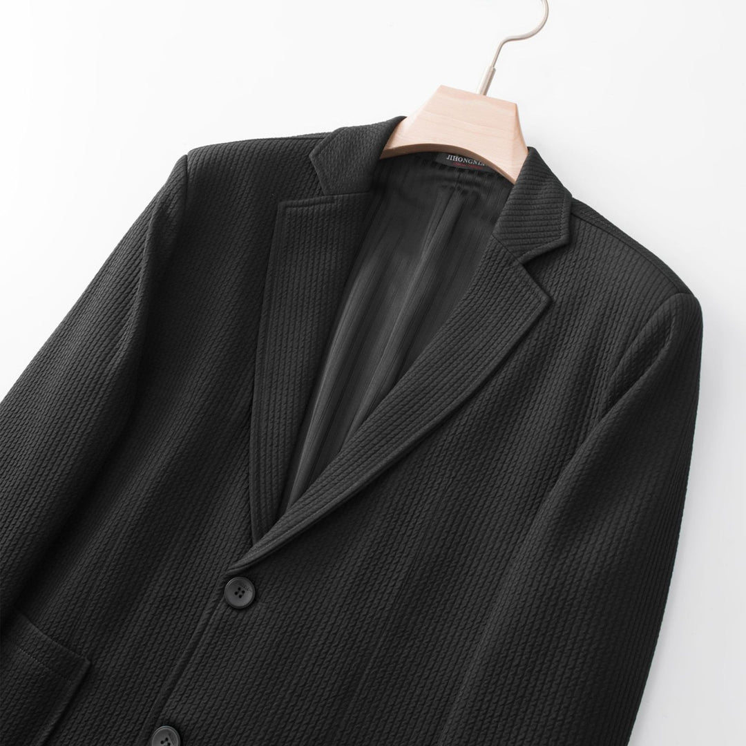 Men's Structured Knit Blazer with Pattern and Patch Pockets Mune Fashion