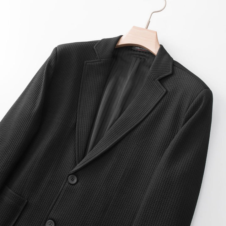 Men's Structured Knit Blazer with Pattern and Patch Pockets Mune Fashion
