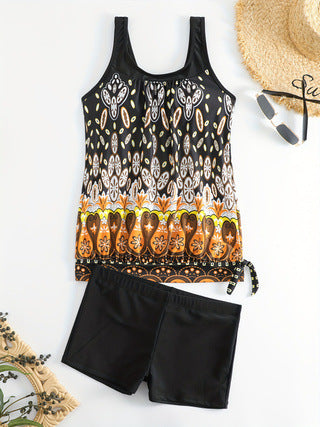 Ladies Tankini Set with colorful pattern and comfortable swim shorts Mune Fashion