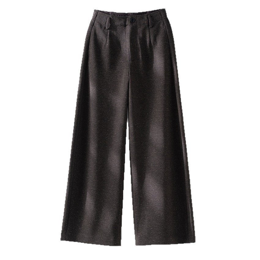 Women Wide-Cut High-Waist Trousers with Pleats and Flowing Wool Blend Quality Mune Fashion
