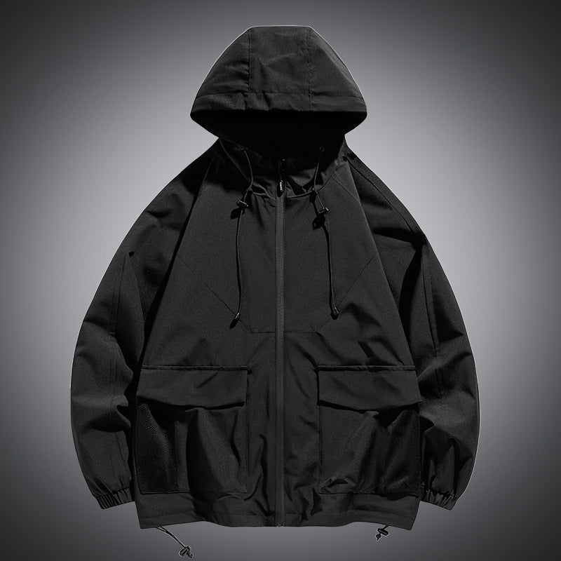 Men's Oversize Hooded Windbreaker with Multi-Pockets, Mesh Inserts and Drawstring Mune Fashion