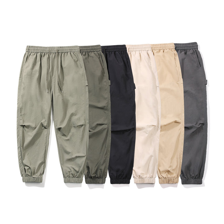 Men's Technical Ripstop Jogger Pants with Drawstring, Knee Panels and Ribbed Cuff Mune Fashion