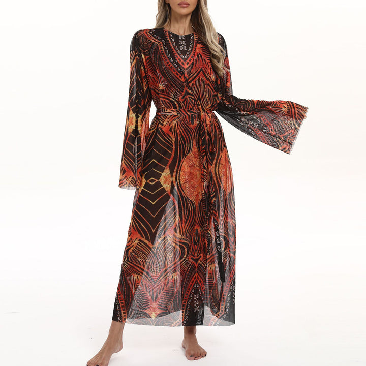 Women's Transparent Beach Kimono with Floral Patterns Mune Fashion
