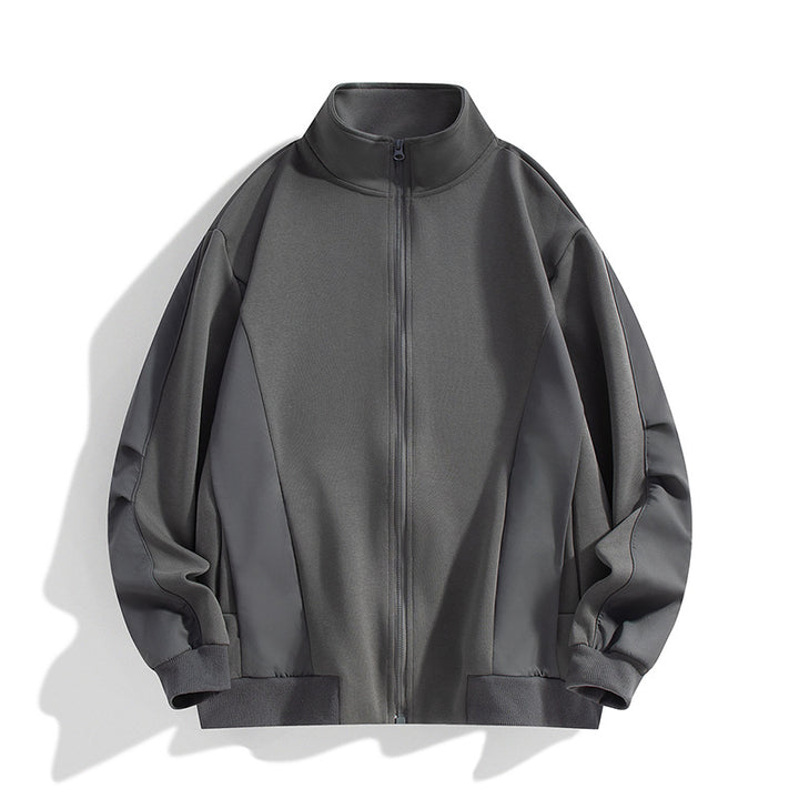 Men's Boxy Performance Zip Jacket with High Stand Collar, Panel Seams & Wind Resistant Structure Mune Fashion