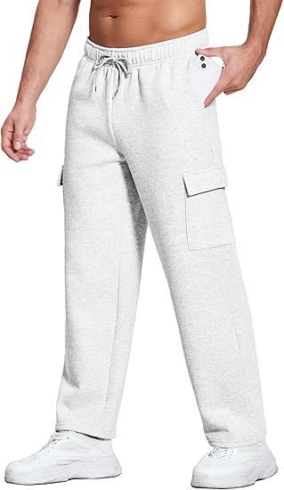 Men's comfortable cargo lounge pants with elastic waistband, drawstring, straight leg, and patch flap pockets Mune Fashion