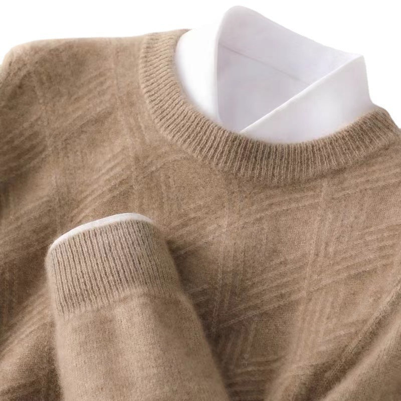Men's short roll-neck sweater made of merino mix with diagonal diamond structure Mune Fashion