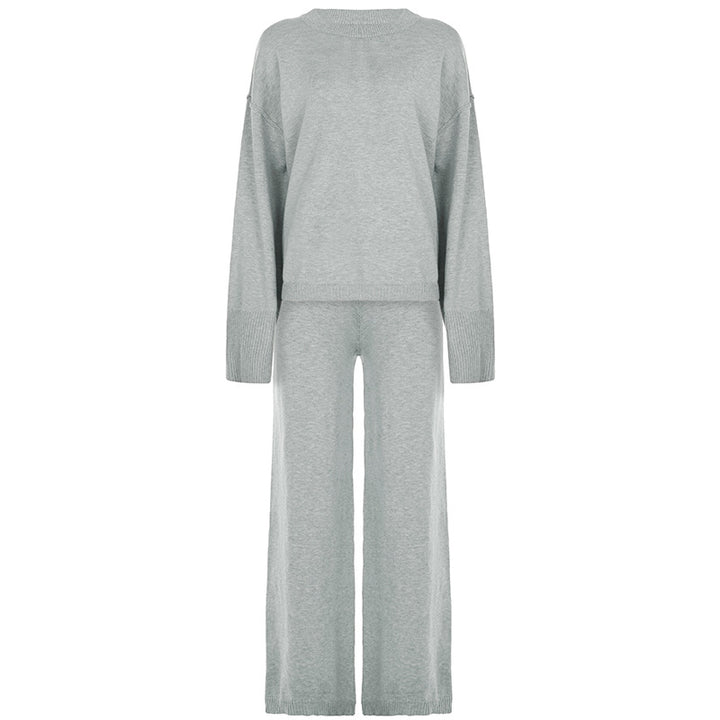 Women cashmere-like knit lounge set with oversized sweater and wide palazzo pants Mune Fashion
