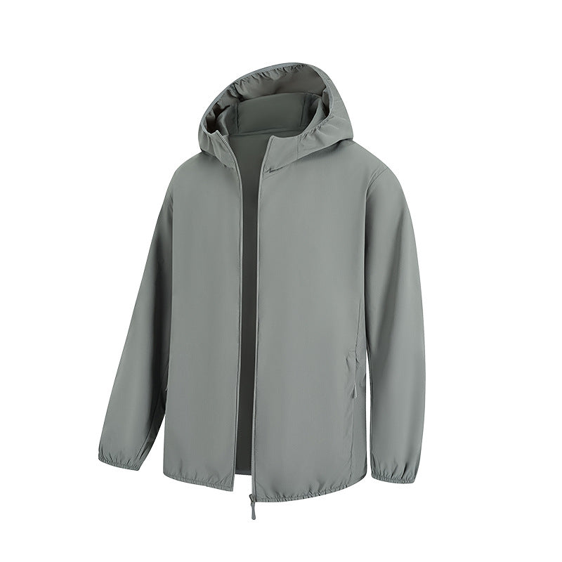 Men's Lightweight Water-Repellent Hooded Jacket with Concealed Zipper and Drawstring Mune Fashion