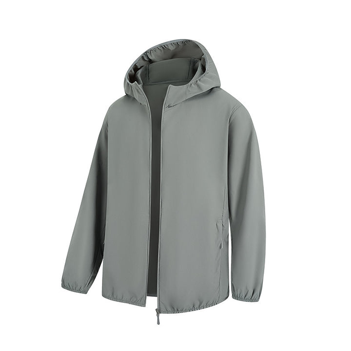 Men's Lightweight Water-Repellent Hooded Jacket with Concealed Zipper and Drawstring Mune Fashion