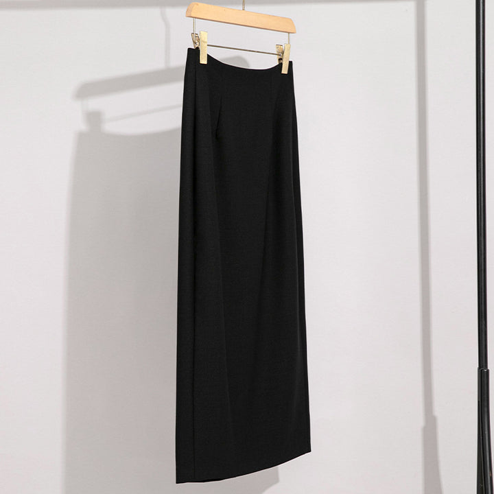 Women's maxi skirt made of fine knit with a straight fall and high waist Mune Fashion