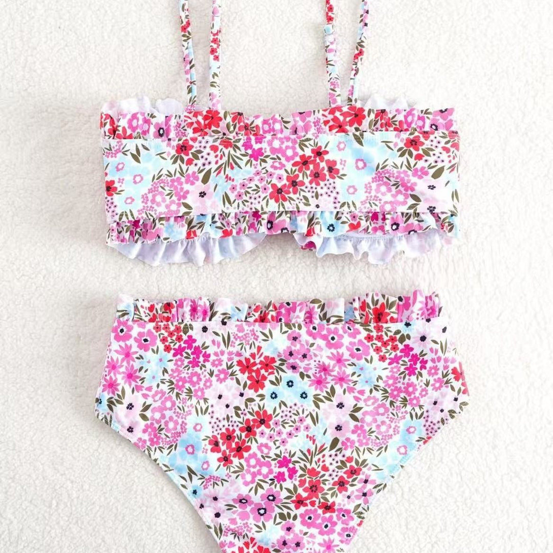 Women’s bikini set with cheerful floral pattern and gathered bustier Mune Fashion