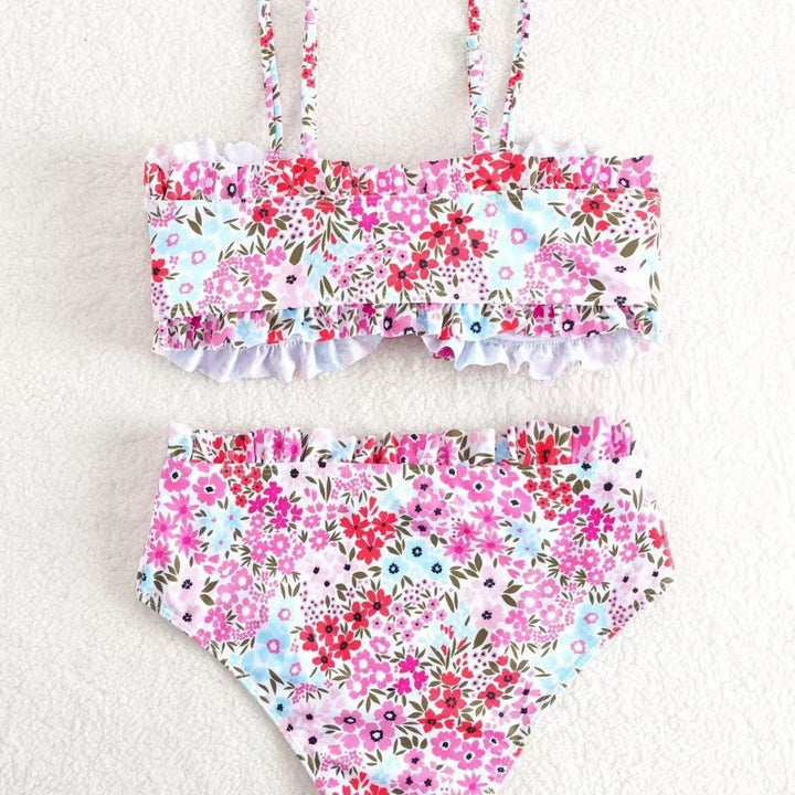 Women’s bikini set with cheerful floral pattern and gathered bustier Mune Fashion